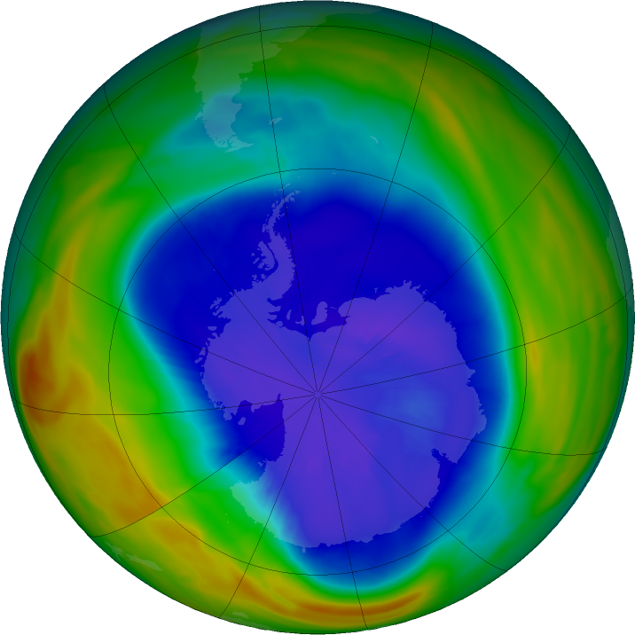 Antarctic ozone map for 13 September 2018